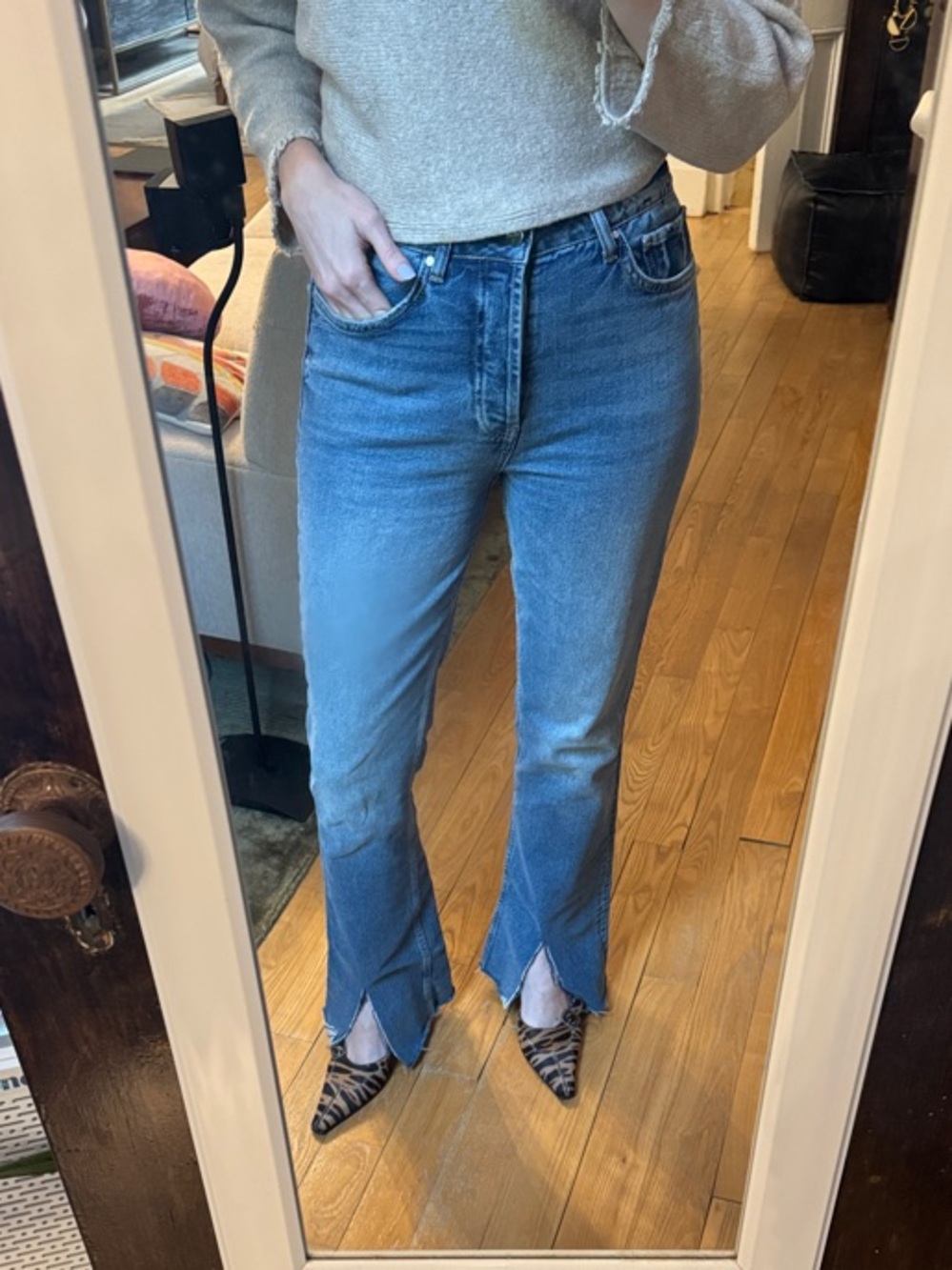 Anine Bing Roxanne Split-Hem Flare Jeans